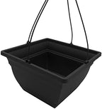 The HC Companies Eclipse Square Hanging Planter for Indoor Plants - Contemporary Hanging Plant Pot w/Attached Saucer - Lightweight & UV-Resistant Hanging Plant Holder (12" Black, Pack of 1) - Image 4