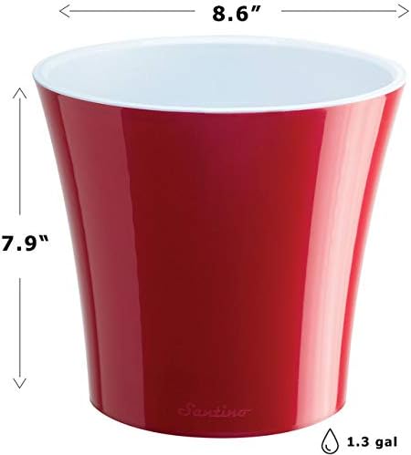 Gardenera 8.6" ARTE Self Watering Planter (Set of 3) in RED-PEARL/WHITE - Indoor Flower Pot for All House Plants, Flowers, Herbs, Succulents, Orchideas, Dahlias and African Violets - Image 2