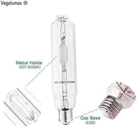 MH 600W Metal Halide Single Ended HID Grow Light Bulb Lamp High PAR Enhanced Blue and Violet Spectrums for Hydroponic Horticulture Vegetative Growth,CCT 6000K,55,000 Lumens,E39 Base - Image 6