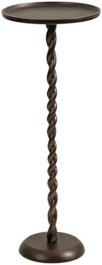 Kate and Laurel Ropa Transitional Round Pedestal Drink Table, 9 x 9 x 22, Bronze, Decorative Cast Aluminum Mini Table with Spiral Rope Design for Use as Indoor Plant Stand or Living Room Accent by KateandLaurel