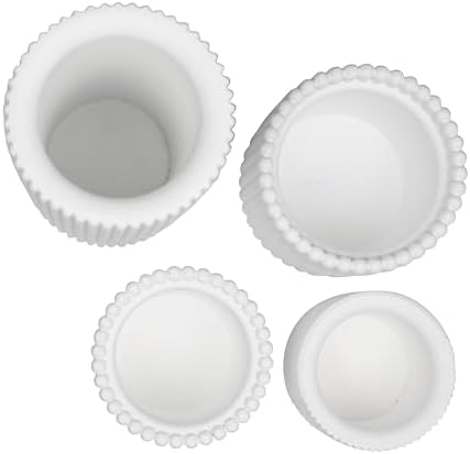 JONATHAN Y Noa Modern Minimalist Handmade Concrete Fluted Cylinder Planter Set, Matte White (Set of 4) (PLN1004B-4SET) - Image 6
