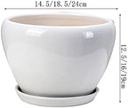 White Ceramic Plant Pots with Drainage and Saucers, Round Modern Indoor Flower Pots Set for Cactus, Succulents, Herbs, for Home, Office, Balcony (18.5cm*16cm) - Image 2