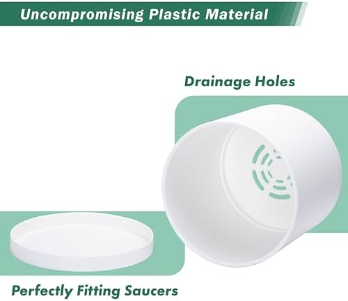 D'vine Dev 2-Pack White Plastic Planters with Saucers, 12 in, 74-Z-P-1 - Image 4