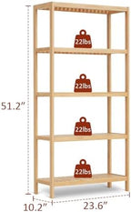 5-Tier Bamboo Freestanding Multi-use Shelf Unit Bookshelf Bookcase - Image 3