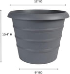 The HC Companies 12 Inch Marina Planter Lightweight Indoor Outdoor Plastic Plant Pot for Herbs and Flowers, Warm Gray (Pack of 2) - Image 5