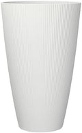 13.9 Inch Cream Recycled Resin Planter, Indoor/Outdoor Use, Easy-Drain Weather-Resistant Design by Unknown
