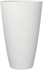 13.9 Inch Cream Recycled Resin Planter, Indoor/Outdoor Use, Easy-Drain Weather-Resistant Design by Unknown