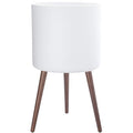D'vine Dev 16 Inch Planter Pot with Wood Stand, White, 88-O-E-1 by DvineDevPlanterPotsandStand