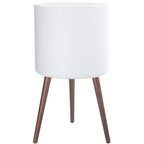 D'vine Dev 16 Inch Planter Pot with Wood Stand, White, 88-O-E-1 by DvineDevPlanterPotsandStand