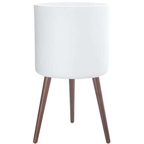 D'vine Dev 16 Inch Planter Pot with Wood Stand, White, 88-O-E-1 by DvineDevPlanterPotsandStand