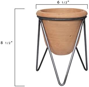 Creative Co-Op Terracotta Pot with Metal Clothespin‑Style Stand, Rustic Terracotta Finish - Image 2
