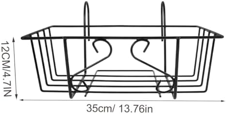 Cabilock 2Pcs Balcony Hanging Railing Planter Basket Flower Pot Holder Plant Iron Racks Fence Metal Potted Stand Mounted Rectangular Plant Baskets Shelf for Fence - Image 2