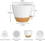 ZMTECH 3Pcs 12Inch Plant Pot Planter for Indoor Plants Self Watering Flower Pot with Drainage Holes and Saucer for Outdoor Plants(White with Brown) - Image 7