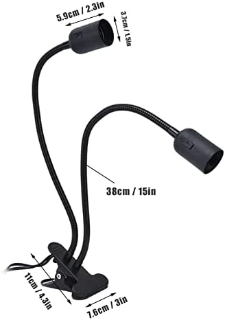Clip Desk Lamp Socket, E26/E27 Reading Light Stand Clamp Lamp Fixture, 360 Degrees Two Clip on Light Bulb Holder with On/Off Switch and Clamp for Headboard Video Study Work, - Image 6