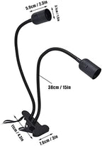 Clip Desk Lamp Socket, E26/E27 Reading Light Stand Clamp Lamp Fixture, 360 Degrees Two Clip on Light Bulb Holder with On/Off Switch and Clamp for Headboard Video Study Work, - Image 6