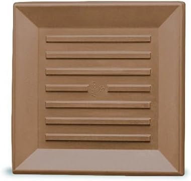 Crescent Garden Universal Square Plant Saucer, Weather-Safe Durable Drip Tray for Square Planter, Heavy-Duty Plastic Drainage Dish, Indoor/Outdoor Flowerpot Saucer - 11'' Inner x 14.5" Outer (Mocha) by CrescentGarden
