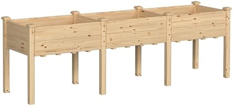 MUPATER 96 x 24in Cedar Wood Raised Garden Bed, Large Elevated Planter Box - Image 6