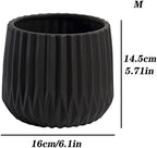 Indoor Plant Pots Black/White Ceramic Plant Pot Modern Minimalist Style Plant Pot Durable Flower Container Small Plant Flower Container Planters for Outdoor Plants(Black,Medium) - Image 2