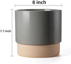 8 Inch Ceramic Self Watering Planter with Drainage Hole, Dark Grey - Image 2