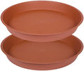 2 Pack of Extra Large Plant Saucer 24 26 inch (22.5 inch Base), 4.2" Depth, Plastic Birdbath Bowl for Indoors Outdoor, Deep Heavy Duty Plant Saucer Dish for Garden (26", Terracotta) by Bleuhome