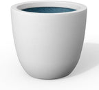 Kante White Concrete Planter 10" Dia All-Weather Round Small Pot by Unknown