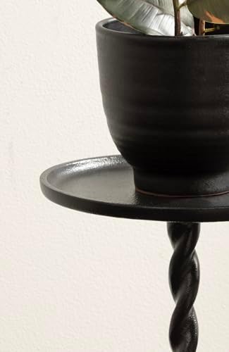Kate and Laurel Ropa Transitional Round Pedestal Drink Table, 9 x 9 x 22, Black, Decorative Cast Aluminum Mini Table with Spiral Rope Design for Use as Indoor Plant Stand or Living Room Accent - Image 5