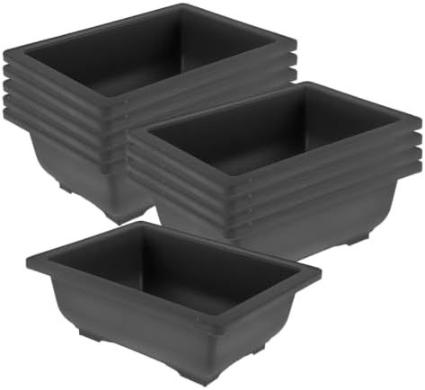 Beavorty 15pcs Rectangular Plastic Bonsai Starter Pot with Mesh Bottom and Preset Drainage Holes, Deep Tray Planter for Succulent and Bonsai, Space-Saving Design with Polished Finish, by Beavorty