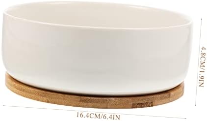 White Porcelain Succulent Pot with Drainage and Bamboo Tray Ceramic Planter Pot for Indoor and Outdoor Small Plants Herbs and Bonsai Flower Pot for Office and Home - Image 6