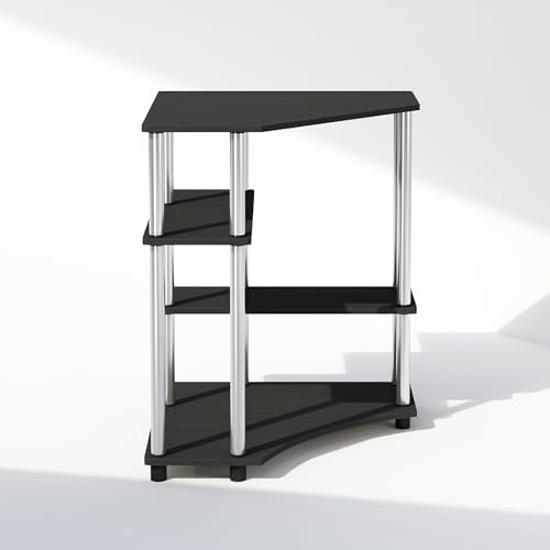 Furinno Turn-N-Tube Storage Shelves, 4-Tier Corner Shelf, Toolless Assembly Display Rack, Corner Bookshelf for Small Space, for Organization and Storage, Living Room, Home Office, Americano - Image 4