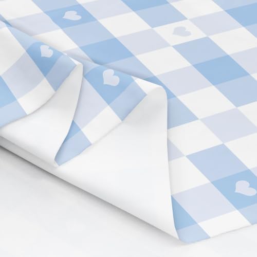 Erosebridal Plaid Fabric By The Yard, Heart Shaped Check Upholstery Fabric for Chairs, Cute Lattice Decorative Fabric, DIY Art Fabric, Clothing Gift Waterproof Fabric, Blue White, 5 Yards - Image 6