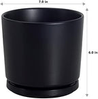 Ekirlin 7 inch Plant Pots,Ceramic Flower Planters Indoor,Modern Succulents Containers with Drain Hole Saucer,Decorate Home,Office & Outdoor (Black) - Image 3