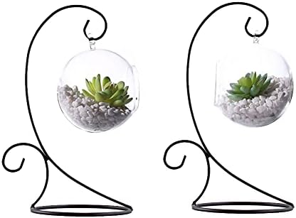 K KILIPES 4x 11.5 H Ornament Display Stand, Black Iron Glass Ball Ornament Holder Stand for Hanging Plants Terrarium for Christmas Wedding Ornament Hanging Rack Holder (4, S) - Image 2