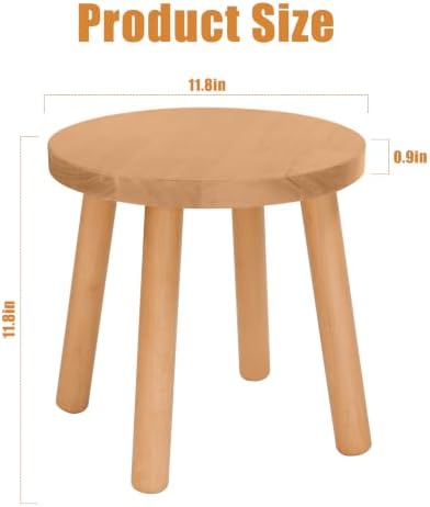 Solid Wooden Stool, Plant Stand,Step Stool,Small Round Stool,Walnut,11.8" H - Image 3