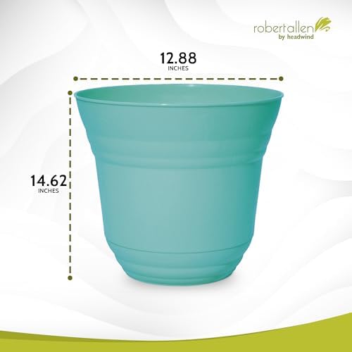 Headwind Traverse Planters – 14" 2 Pack Plastic Plant Pot in Surf Light Blue - Indoor & Outdoor Pots for Plants with Drainage - Decorative Plant Pot, Flower Pots Outdoor for Garden by Robert Allen - Image 2