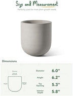 LE TAUCI 6 Inch Ceramic Plant Pot, Small Indoor Planter, Neutral Gray - Image 3