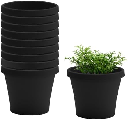 Bloem Terra 4" Plastic Planter, 0.25 Gallon, Black, 10-Pack by Bloem