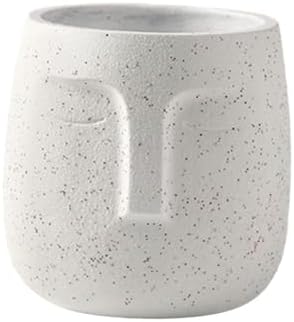 Abstract Face Flower Pot with Hole, Ceramic Planter for Plants by Unknown