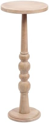 Kate and Laurel Wegner Traditional Wooden Round Drink Table, 12 x 12 x 30, Light Natural Wood, Elegant and Durable Mango Wood Pedestal Table for Use as Indoor Plant Stand or Useful Living Room Decor by KateandLaurel