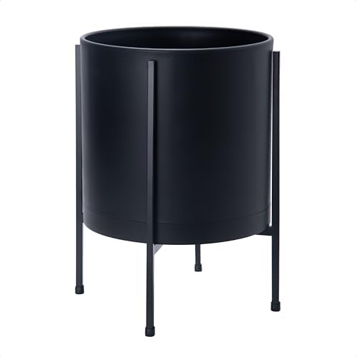 D'vine Dev Plastic Planter Pot with Metal Stand, Black, 12 in, 55-D-B-3 by DvineDevPlanterPotsandStand