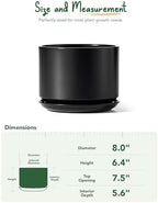 LE TAUCI 8 Inch Plant Pot, Ceramic Pots for Plants, Black - Image 4