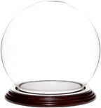 Plymor 5" x 6" Glass Display Dome Globe Cloche (Dark Mahogany Veneer Base), Pack of 2 by Plymor
