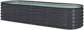 MUPATER 8ftx2ftx1.4ft Raised Garden Bed Outdoor for Vegetables, 9-in-1 Galvanized Metal Planter Box, 17''H Modular Garden Bed Kit Oval for Herbs and Flowers, Grey by MUPATERHome