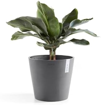 Ecopots Amsterdam Round Flower Planter, Grey, 16" - Image 2