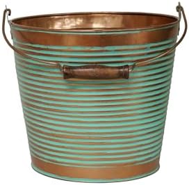 Headwind Vintage Collection Ribbed Planters – Vintage Copper Flower Pots 10 Inch Indoor Plant Pots Bucket for Peace Lily, Pothos, & Lavender, Petunias, Basil Plant for Outdoor by Robert Allen by Headwind