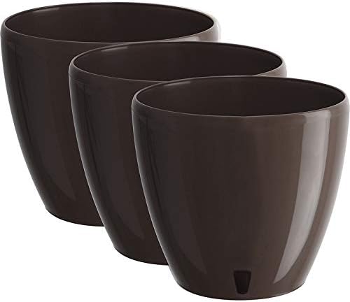 Gardenera 7.9" Deco Self Watering Pots for Indoor Plants in Shade (Set of 3) - Decorative Flower Pot with Water Level Indicator and Drainage Cartridge for All House Plants, Flowers and Herbs by Gardenera