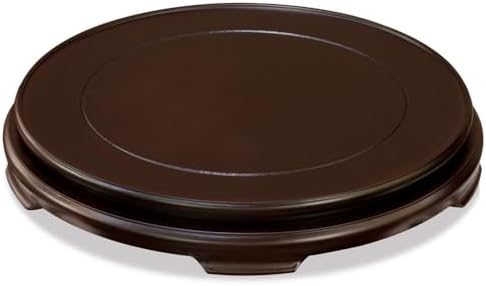 12 Inch Dark Brown Round Chinese Wooden Stand - Image 2