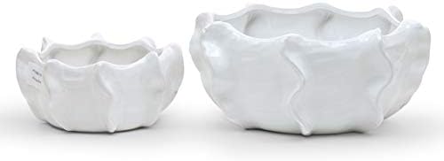 WGV Ceramic Bowl Vase, Width 7.5", Height 3.5", Corral Pot, White Large Mantel Planter Centerpiece for Wedding Event Office Home Decor, 1 Piece - Image 2