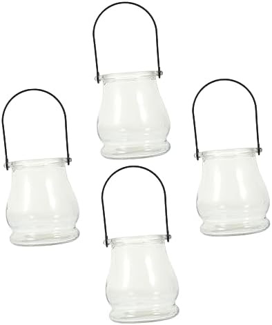 IMIKEYA 4pcs Hanging Candlestick Infusion Bottle Wedding Table Decor Crystal Glass Plant Terrarium Glass Votive Candle Holder Globe Plant Terrariums Home Decor Iron Cylindrical Light Stand by IMIKEYA