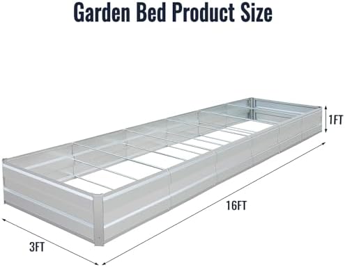 Galvanized Raised Garden Bed Kit, Galvanized Planter Raised Garden Boxes Outdoor, Large Metal Raised Garden Beds for Vegetables,16 * 3 * 1 FT,Silver - Image 2