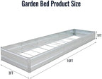 Metal Raised Garden Bed Kit Galvanized Raised Garden Beds Outdoor for Vegetables Gardening Flowers Deep Root Planter Raised Beds,16 * 3 * 1 FT,Silver - Image 2